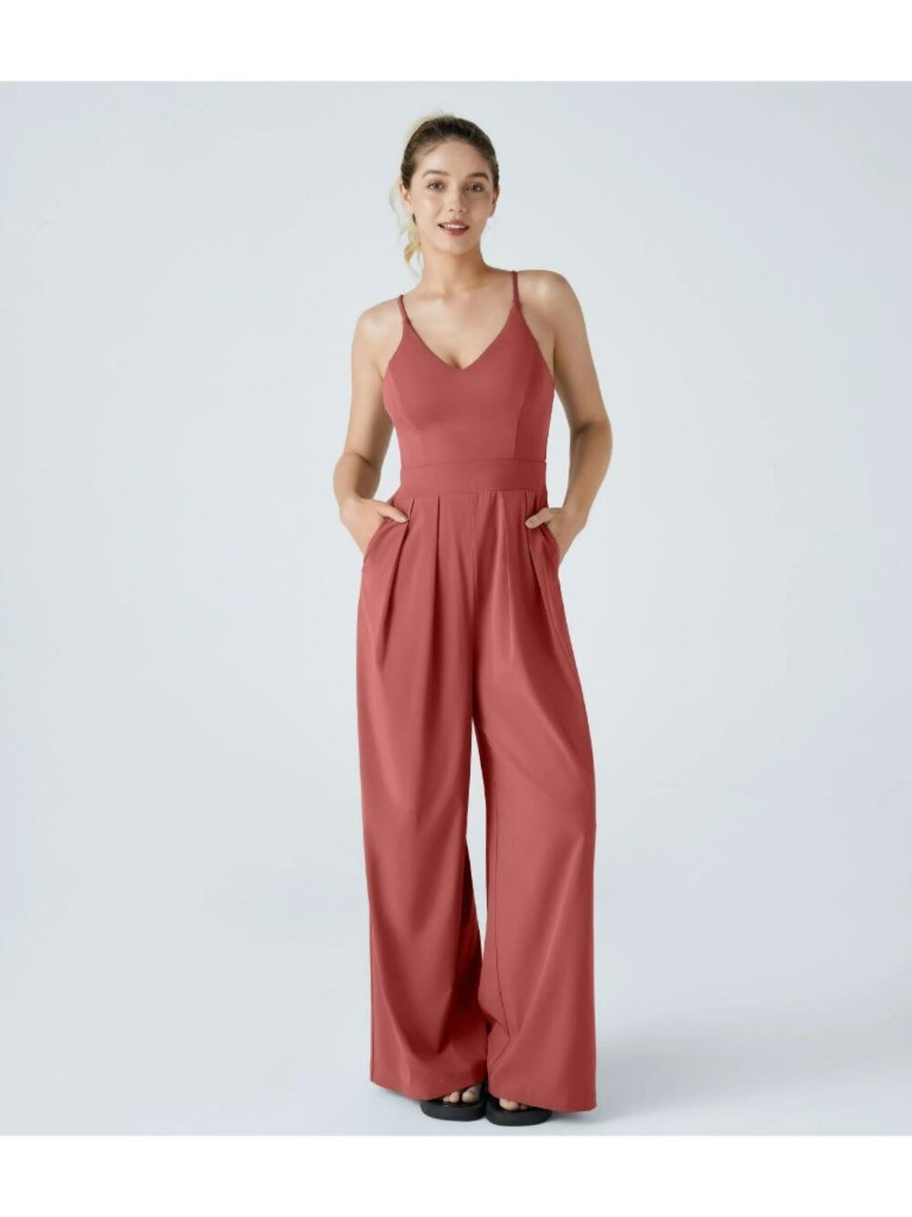 Halara Breezeful Backless Side Invisible Zipper Pocket Wide Leg Quick Dry Resort